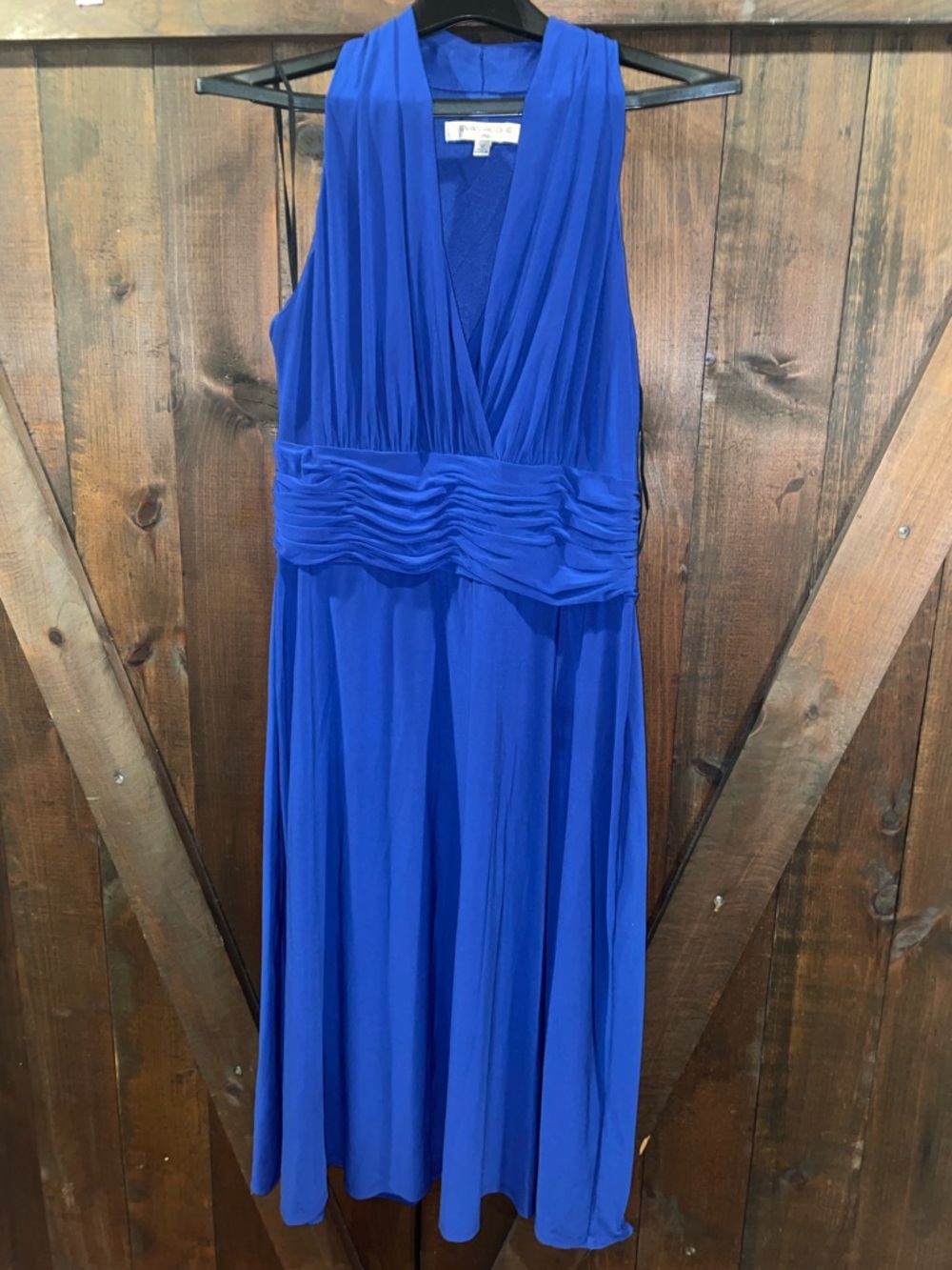 Blue Sleeveless V-Neck Chiffon Dress